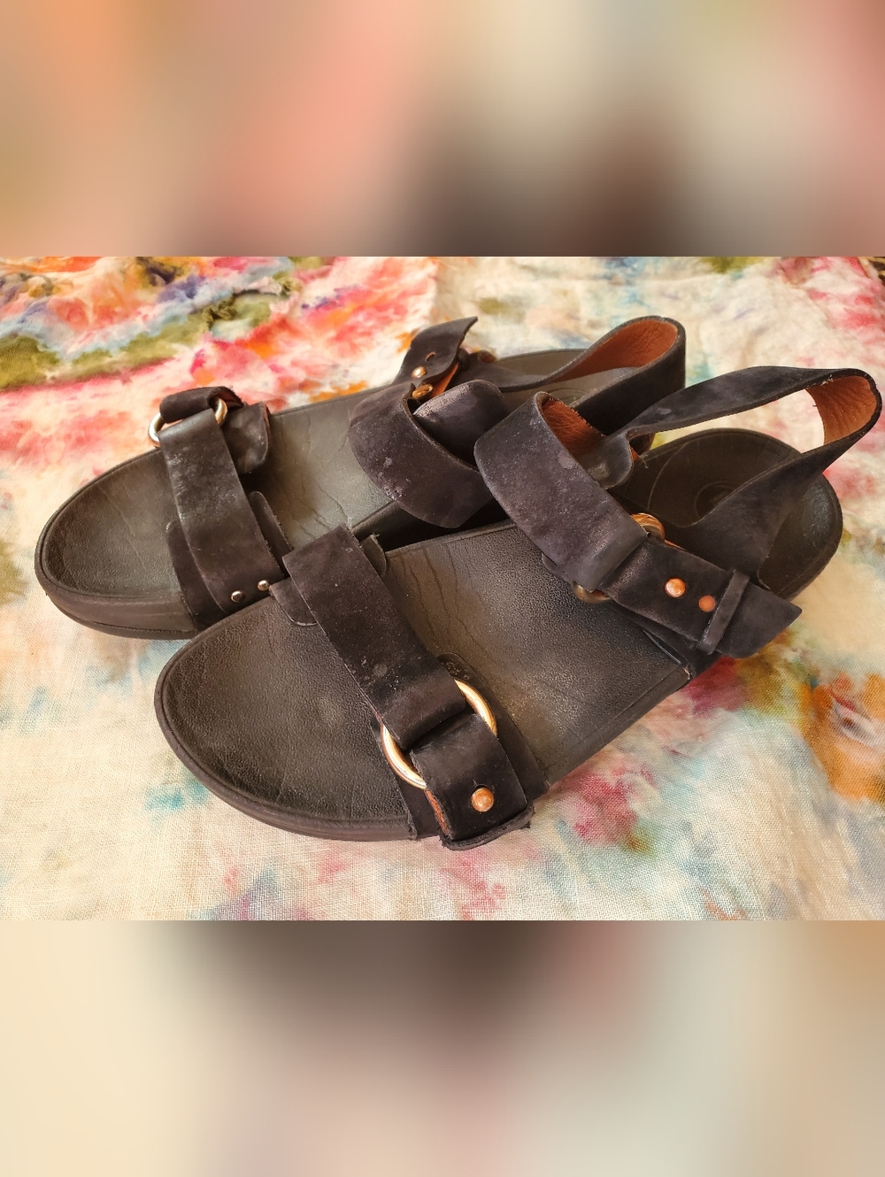 Fitflop Black Nubuck Comfort Sandals